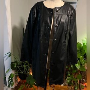 Dennis Baso Vegan Fake Leather Polyurethane Elegant Black Coat QVC Fall Winter